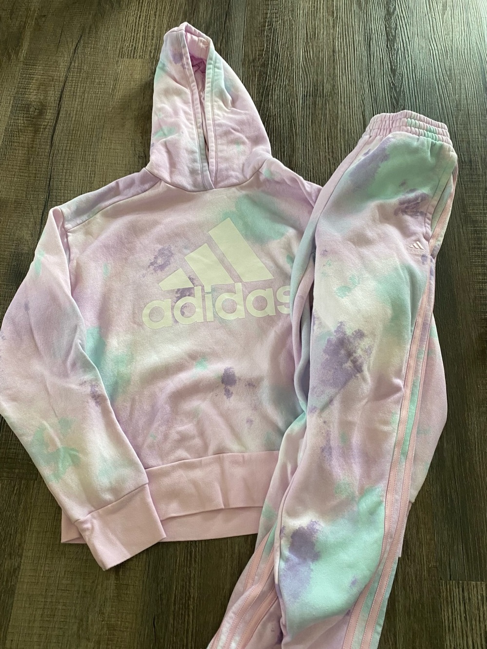 adidas Kids Lavender Tie-Dye Hoodie & Joggers Set